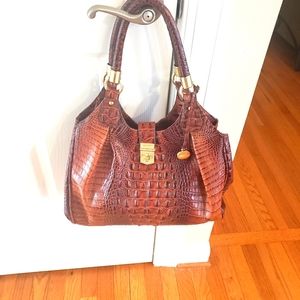 Authentic Brahmin Pecan Elisa Satchel Handbag
